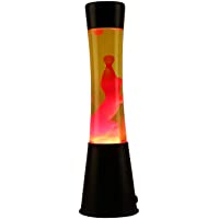 i-total XL0684 Lámpara Grande de Lava Magma Lámpara de Lava Original Metal Negro- cera colores. (Rojo-Amarillo)